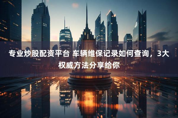 专业炒股配资平台 车辆维保记录如何查询,3大权威方法分享给你